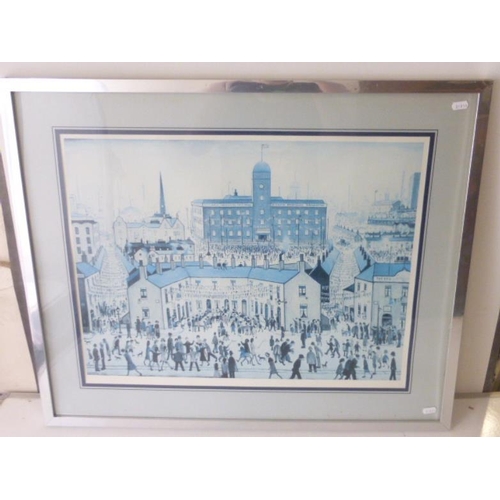 288 - Silver framed and glazed Lowry Print approx. 81x67cm