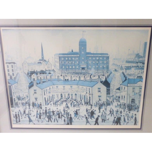 288 - Silver framed and glazed Lowry Print approx. 81x67cm