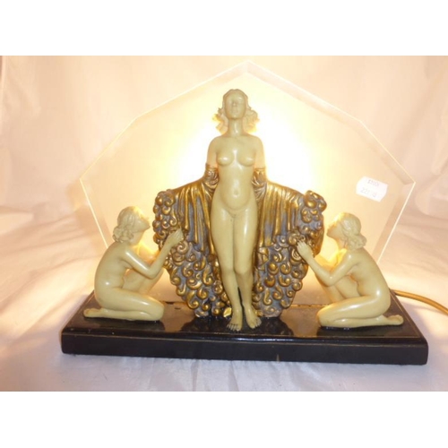 228 - Stunning Art Deco style Three naked Lady lamp