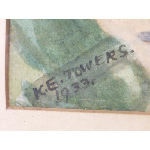 275 - Original Framed and Glazed Watercolour  of Country Scene by the artist K.E. Towers 1933