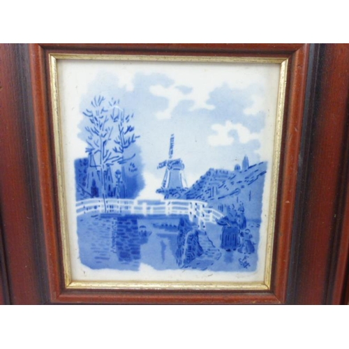 347 - Two Vintage Framed Blue and White Delft Tiles and Other