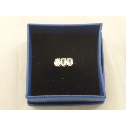 102 - Silver 925 Three Stoned Ring with Presentation Box (Size Q)