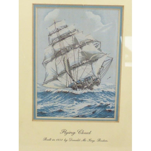 326 - Framed and Glazed Silk of The Flying Cloud Built in 1851