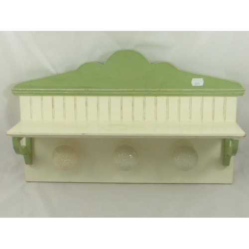 56 - Shelf with ceramic knob coat hooks shabby chic style