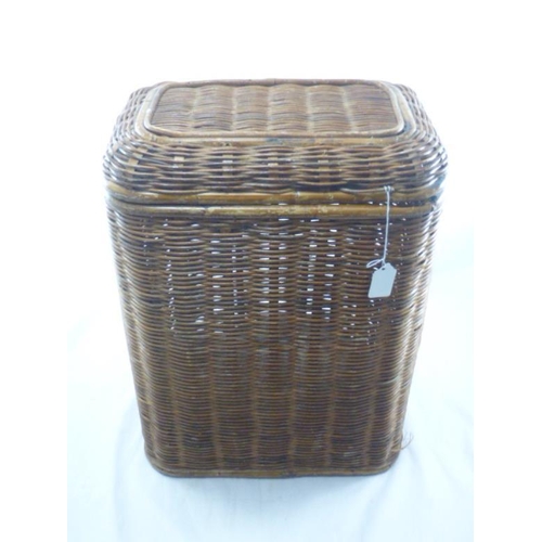 61 - Brown Wicker Laundry Basket