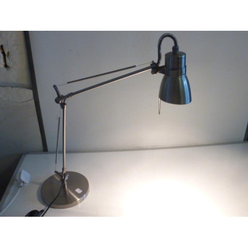 73 - Brushed Steel Adjustable Angle-poise Desk Lamp (Working)