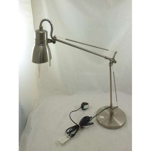 73 - Brushed Steel Adjustable Angle-poise Desk Lamp (Working)