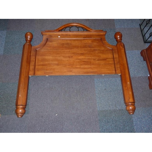 4 - Heavy Pine Queen Size Bed with Wrought Iron Decoration