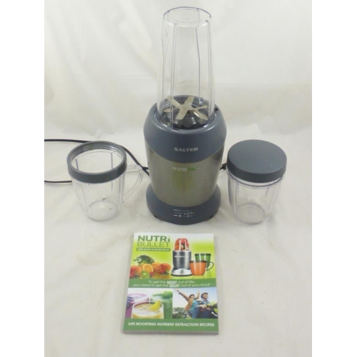 25 - Salter Nutri Bullet Mixer / Blender complete with attachment complete with Booklet (working)