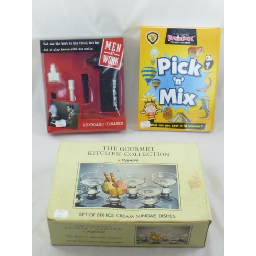 95 - Three Mixed Items Including Pick n Mix, Keyboard Cleaner and Six Ice Cream Sundae Dishes