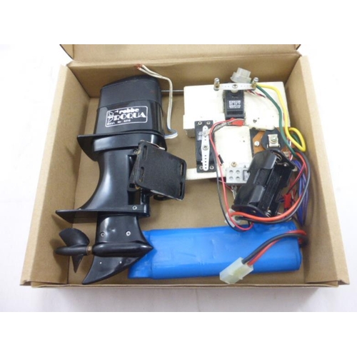 110 - Model Boat Outboard Motor, Battery and Controls