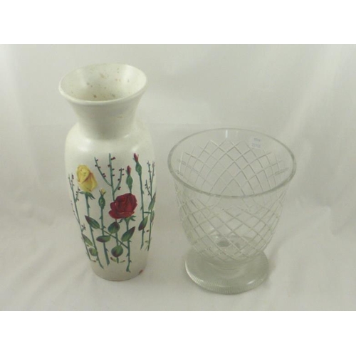 120 - Vintage Ranleigh Ceramic Vase, and Pressed Glass Vase