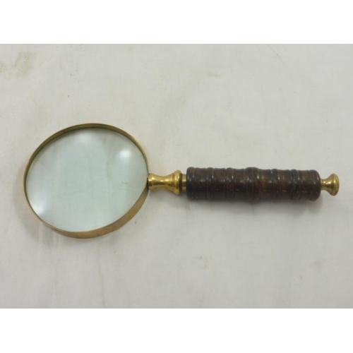 176 - Brass and Wood Hand Magnifying Glass