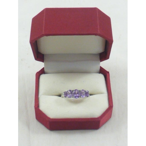 182 - Amethyst Eternity Ring Size Q Complete with Presentation Box