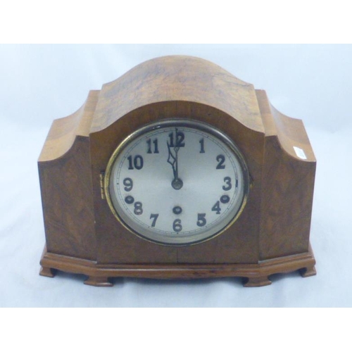 190 - Walnut Cased Mantel Clock complete with Pendulum