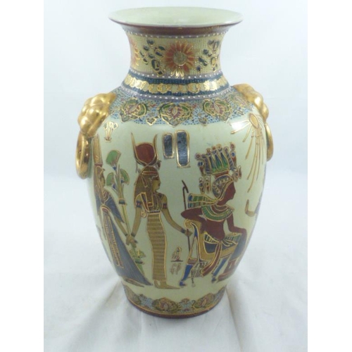 192 - Egyptian Themed hand Painted Vase with Gilt Decoration (34cm)