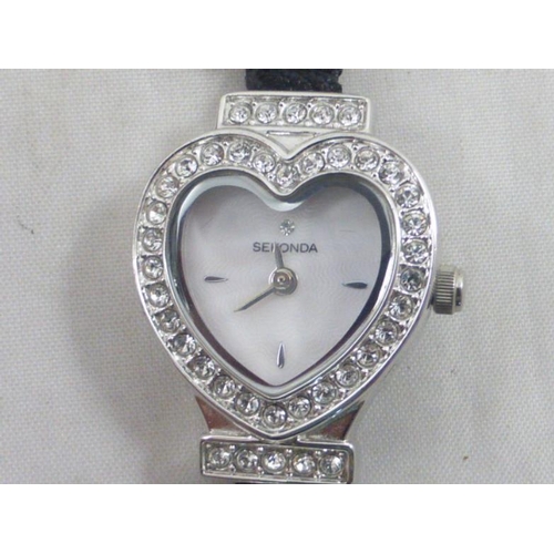 202 - Sekonda Ladies diamante strapped watch in presentation case