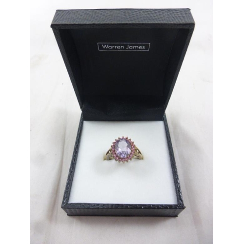 207 - Gold on Silver Multi Stoned Ring with Presentation Box (Size 0)