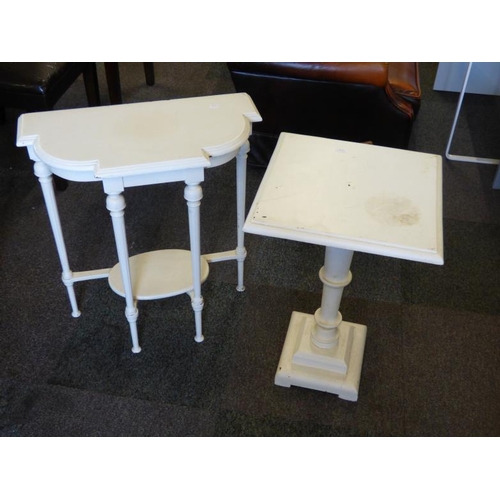 100 - Two Vintage White Painted Tables