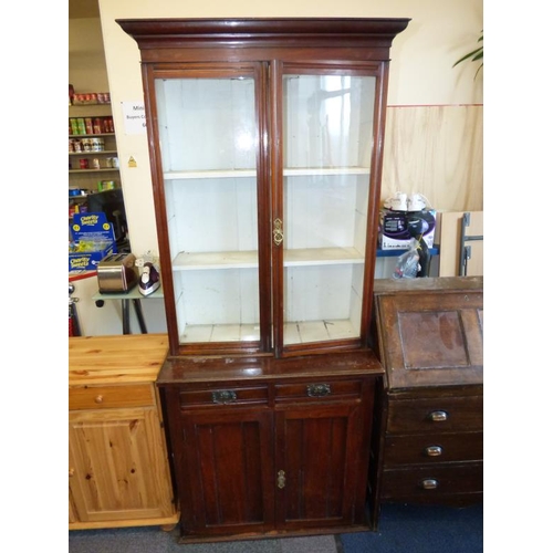 127 - Tall Glass and Wood Display Cabinet