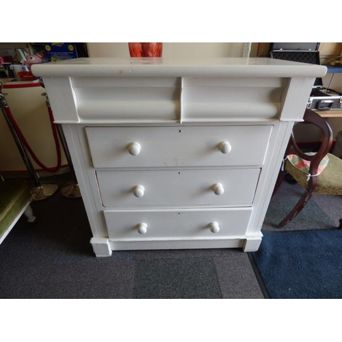 57 - Antique Painted Pine Drawers 2 Over 3 Chest of Drawers ( W 112cm x D 52cm x H 113cm)