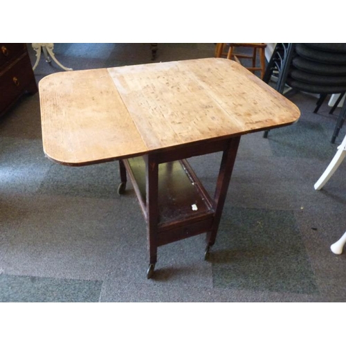 58 - Vintage Dining Room Drop Leaf Wheeled Trolley with Tray and Cutlery Drawer