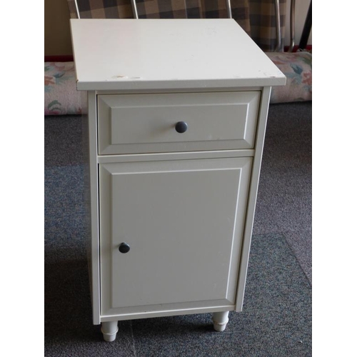 62 - White Bedside Cabinet with Drawer and Cupboard