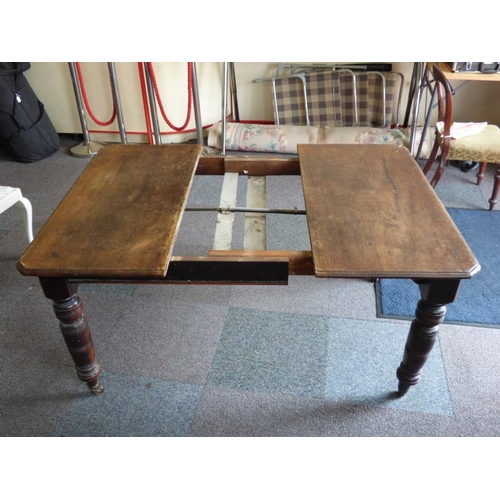 64 - Antique Oak Extending Dining Table with Mechanical Crank Action Mechanism