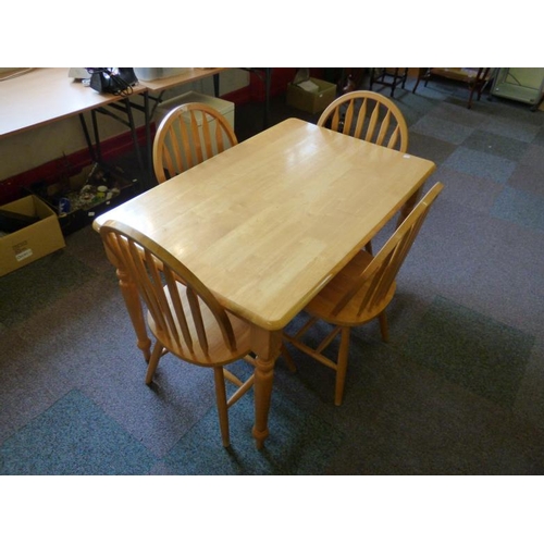 67 - Pine Dining Room Table with Four Spindle Back Chairs