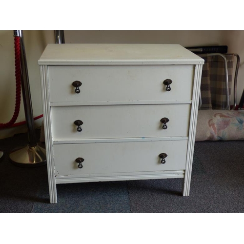 90 - Vintage Painted Chest of Three Drawers ( W 76cm x D 44cm x H 76cm)