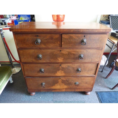 98 - Antique Wooden Chest of Drawers 2 over 3 (W 106cm x D 47cm x H 109cm) Approx.