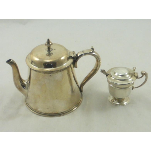 216 - Holland and Aldwinckle Silver Hallmarked Condiment Pot with Silver Spoon together with Elkington & C... 