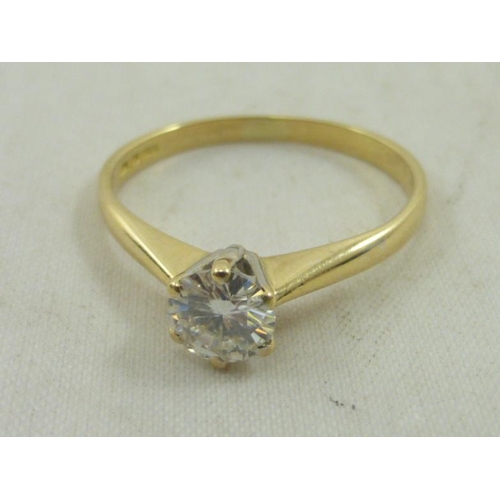 221 - Gold 18ct Solitaire Ring (Size M) With Presenttion Box