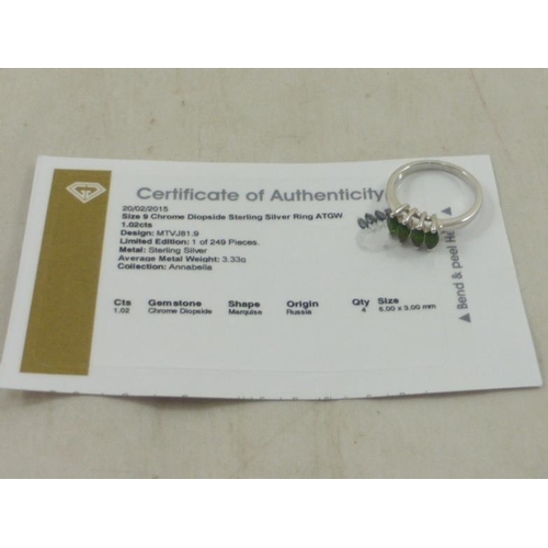 232 - Limited Edition Sterling Silver Chrome Diopside Ring Complete with Certificate of Authenticity