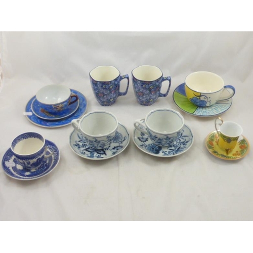 407 - Selection of Various Tea Cups and Saucers Including Japanese Trio, Blue Danube, Ringtons and More