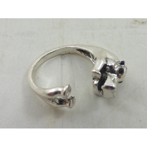 428 - Silver Toned Hippopotamus themed Ring with Swan Presentation Box