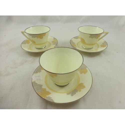 439 - Three Sets of Vintage Royal Doulton Art Deco Cups and Saucers