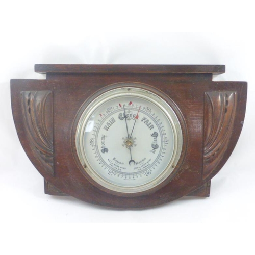 449 - British Made Oak Framed  Barometer