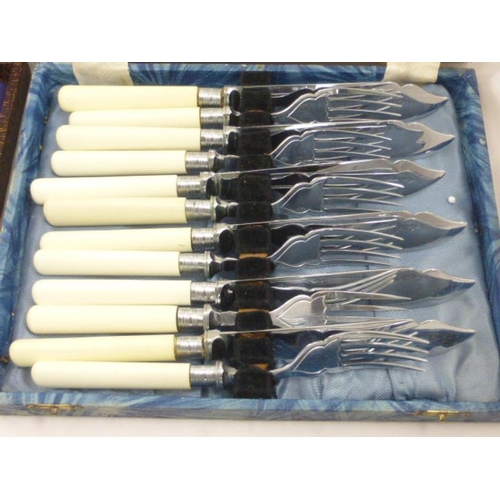 452 - Five Vintage Boxed Cutlery Sets Including Knife and Fork Sets and Dessert Spoon Set