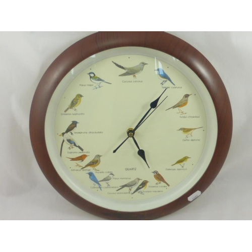 454 - Bird Sound Circular Wall Clock features 12 Singing Birds (13