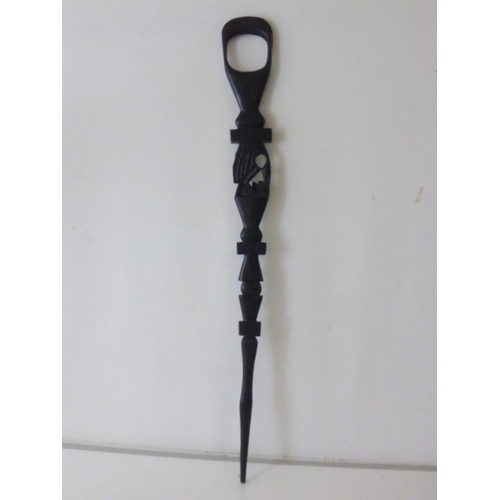 459 - Ebony tribal hand carved decorative walking stick