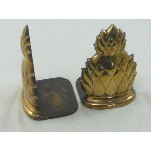 466 - Two Brass pineapple Themed Book End's