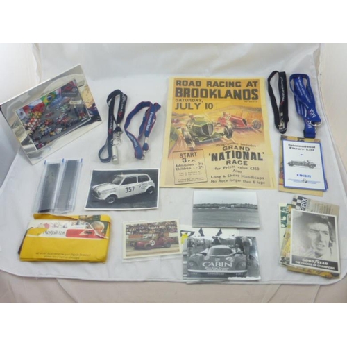 497 - Mixed collection of Motor racing ephemera to include Jackie Stewart Signed photo