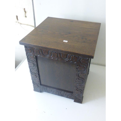 501 - Wooden stool/plant stand with hand carved decoration