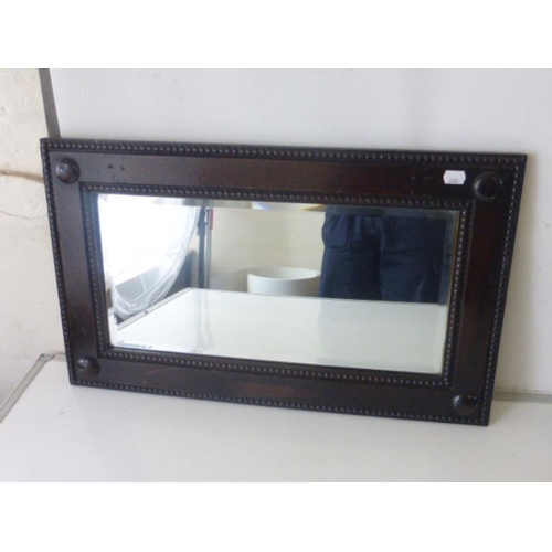 507 - Vintage Oak Framed Bevelled edge Mirror (64cm x 39cm)