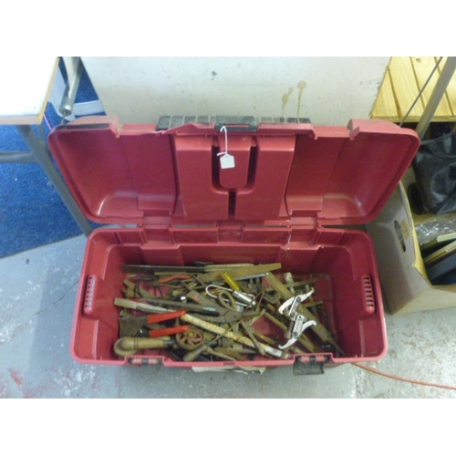 508 - Large Tool Box with Selection of Tools Including, Files, Pop Rivet Gun, Tin Plate Cutters and Lots M... 