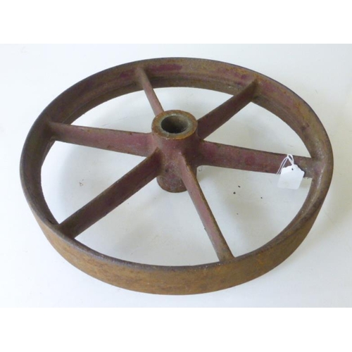 366 - Antique Cast Iron Six Spoke Wheel (15inch Diameter)