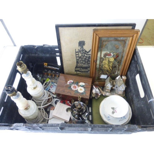 528 - Mixed Lot Including Marble Lamps, Pictures, Jewellery Box and Lots More