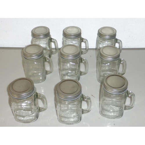 535 - Nine Glass Storage Jar's with Screwed Lid and Handles