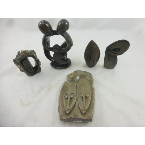 371 - Selection of Five African Tribal Soapstone Carving's